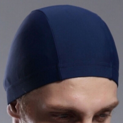 SUPERBODY高档PU泳帽 防水护耳长发泳帽 男 女 深蓝色