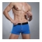 健身运动平角裤、男士刺绣小狮子带口袋时尚低腰平角裤（蓝色）